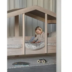 Pack lit cabane évolutif 90x200 cm avec toit chocolat cottage