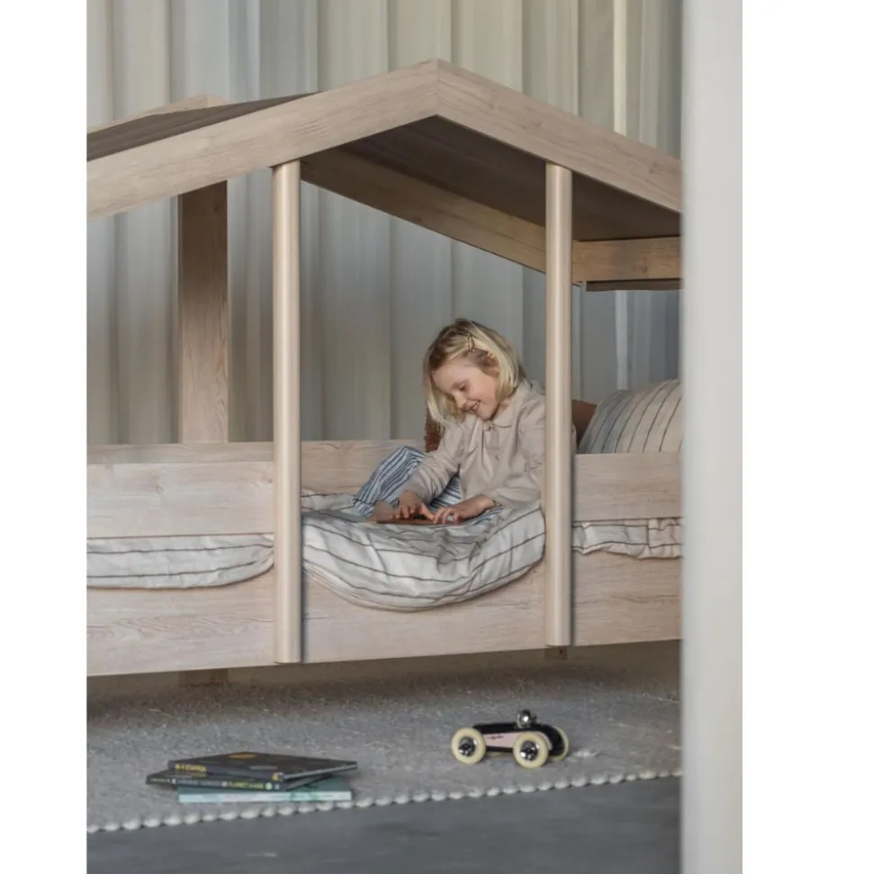 Pack lit cabane évolutif 90x200 cm avec toit chocolat cottage