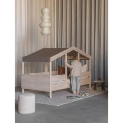 Pack lit cabane évolutif 90x200 cm avec toit chocolat cottage