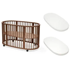 Pack lit sleepi warm brown + matelas sleepi + drap housse blanc