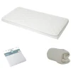 Pack matelas bébé climatisé + alèse blanc + drap housse blanc - 60 x 120 cm
