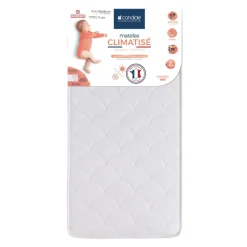 Pack matelas bébé climatisé + alèse blanc + drap housse blanc - 70x140 cm