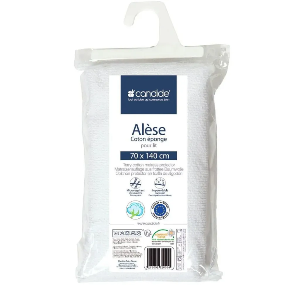 Pack matelas bébé climatisé + alèse blanc + drap housse blanc - 70x140 cm