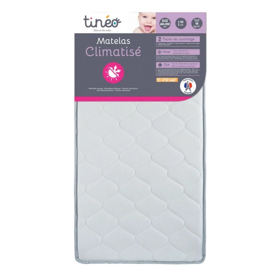Pack matelas climatisé + alèse blanc + drap housse blanc - 60 x 120 cm