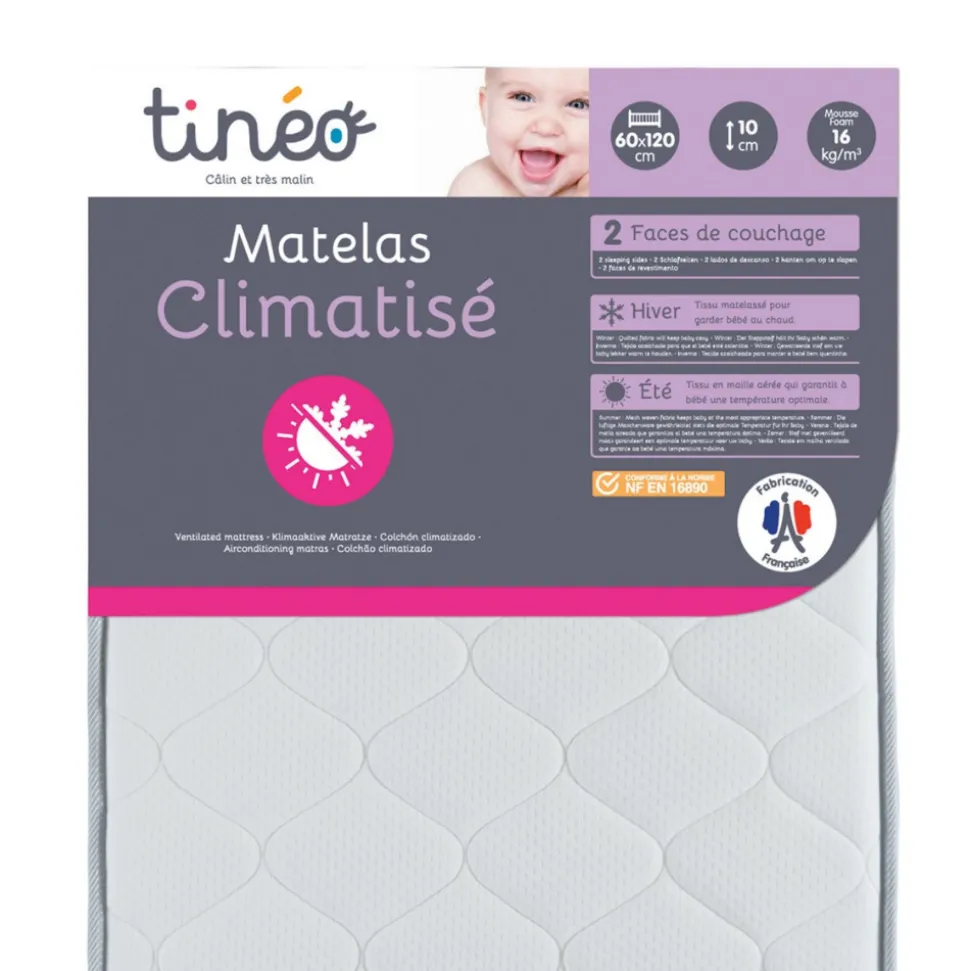 Pack matelas climatisé + alèse blanc + drap housse blanc - 60 x 120 cm