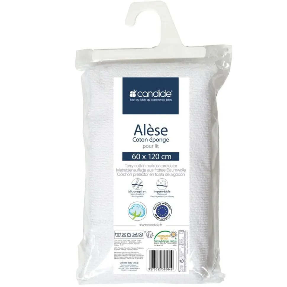 Pack matelas climatisé + alèse blanc + drap housse blanc - 60 x 120 cm