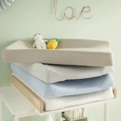 Pack matelas à langer flocons écru + 2 housses blanc et taupe