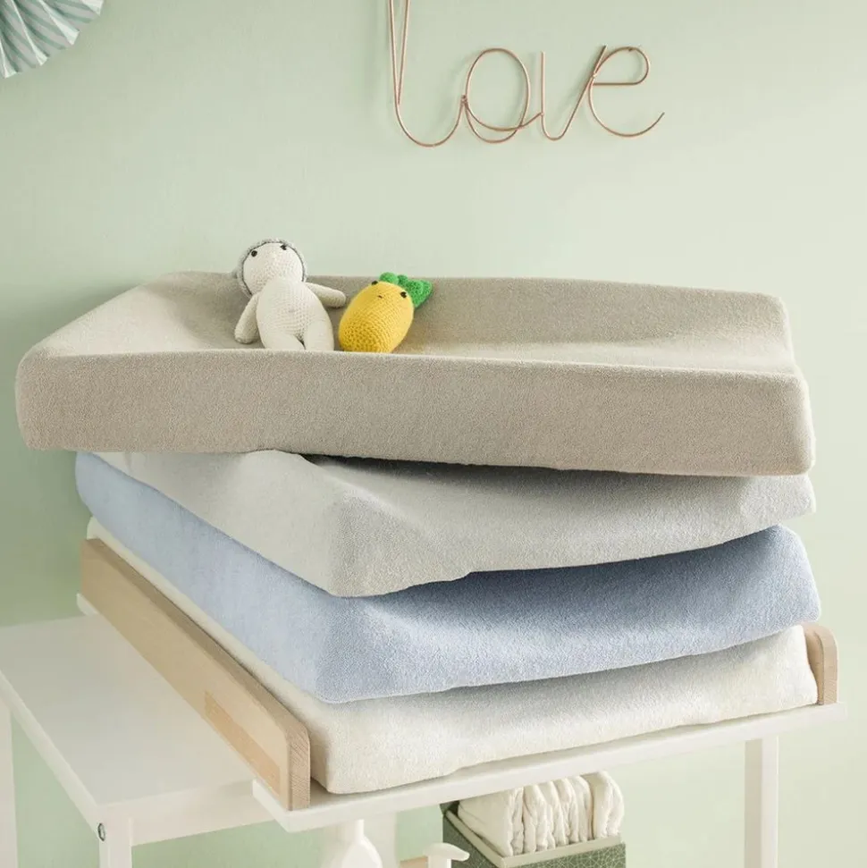 Pack matelas à langer flocons écru + 2 housses blanc et taupe
