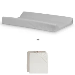 Pack matelas à langer 50 x 70 cm avec 2 housses éponge ivoire et nougat