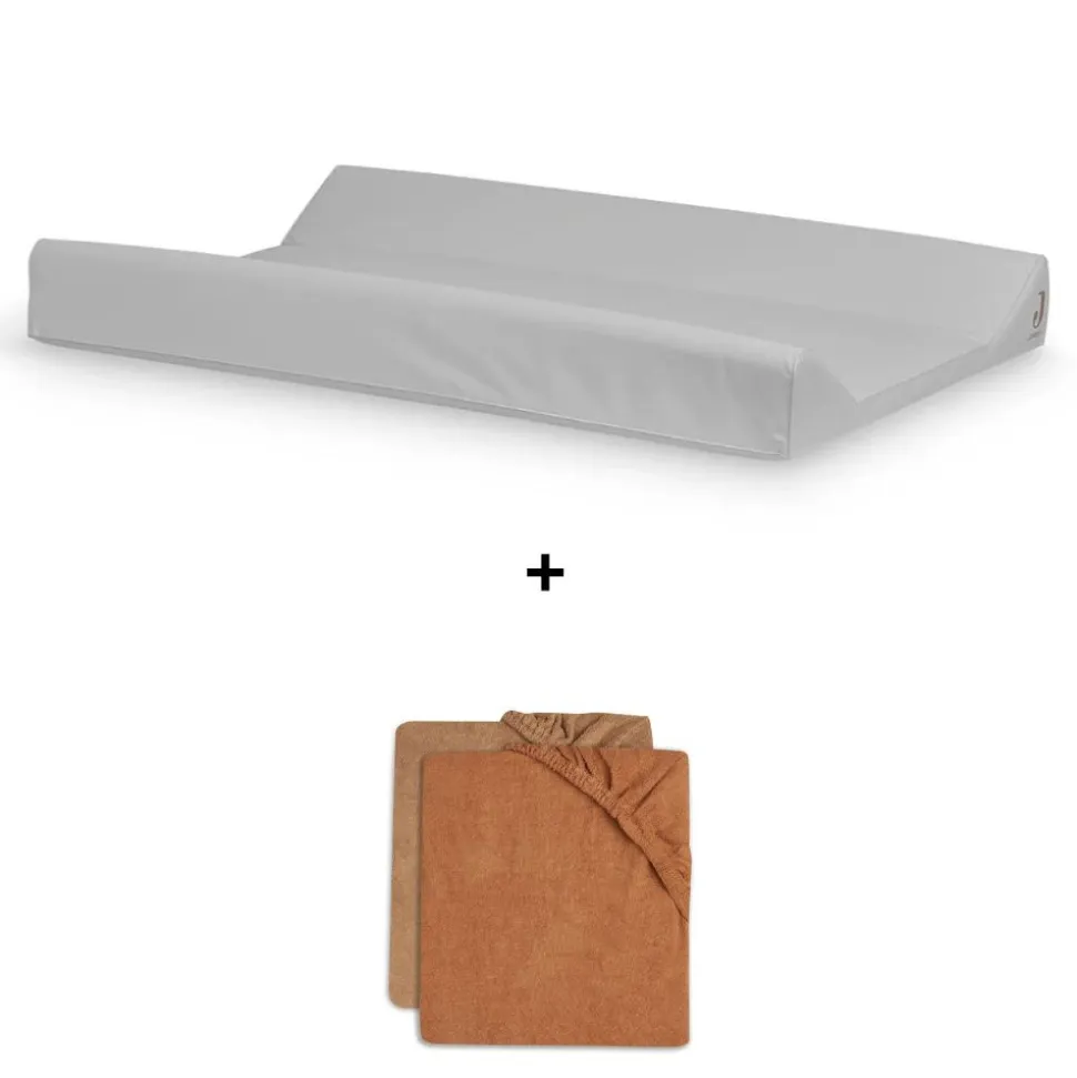 Pack matelas à langer 50 x 70 cm avec 2 housses éponge caramel et biscuit