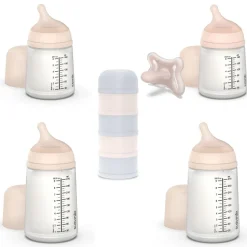 Pack naissance biberons anti colique zerø.zerø et boîte doseuse bleu