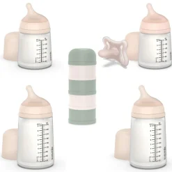 Pack naissance biberons anti colique zerø.zerø et boîte doseuse vert