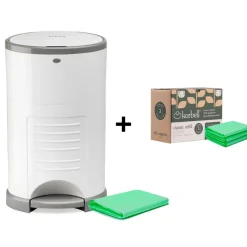Pack poubelle à couches blanche 16l + 4 recharges anti-odeurs