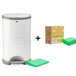 Pack poubelle à couches 9l blanche + 4 recharges anti-odeurs