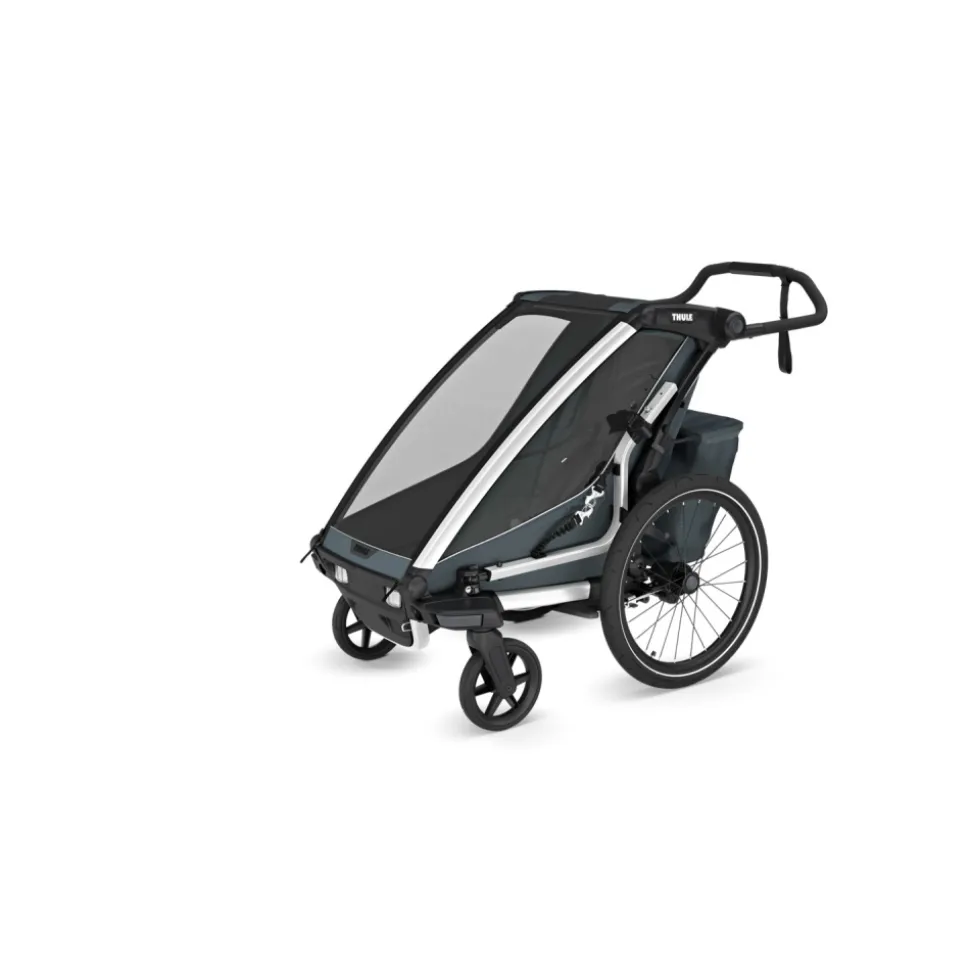 Pack remorque vélo chariot cross 1 place dark slate + kit jogging