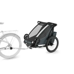 Pack remorque vélo chariot cross 1 place dark slate + kit jogging