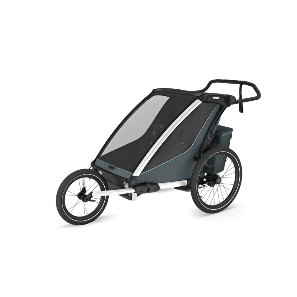 Pack remorque vélo chariot cross 2 places dark slate + kit jogging