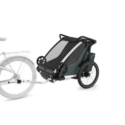 Pack remorque vélo chariot cross 2 places dark slate + kit jogging