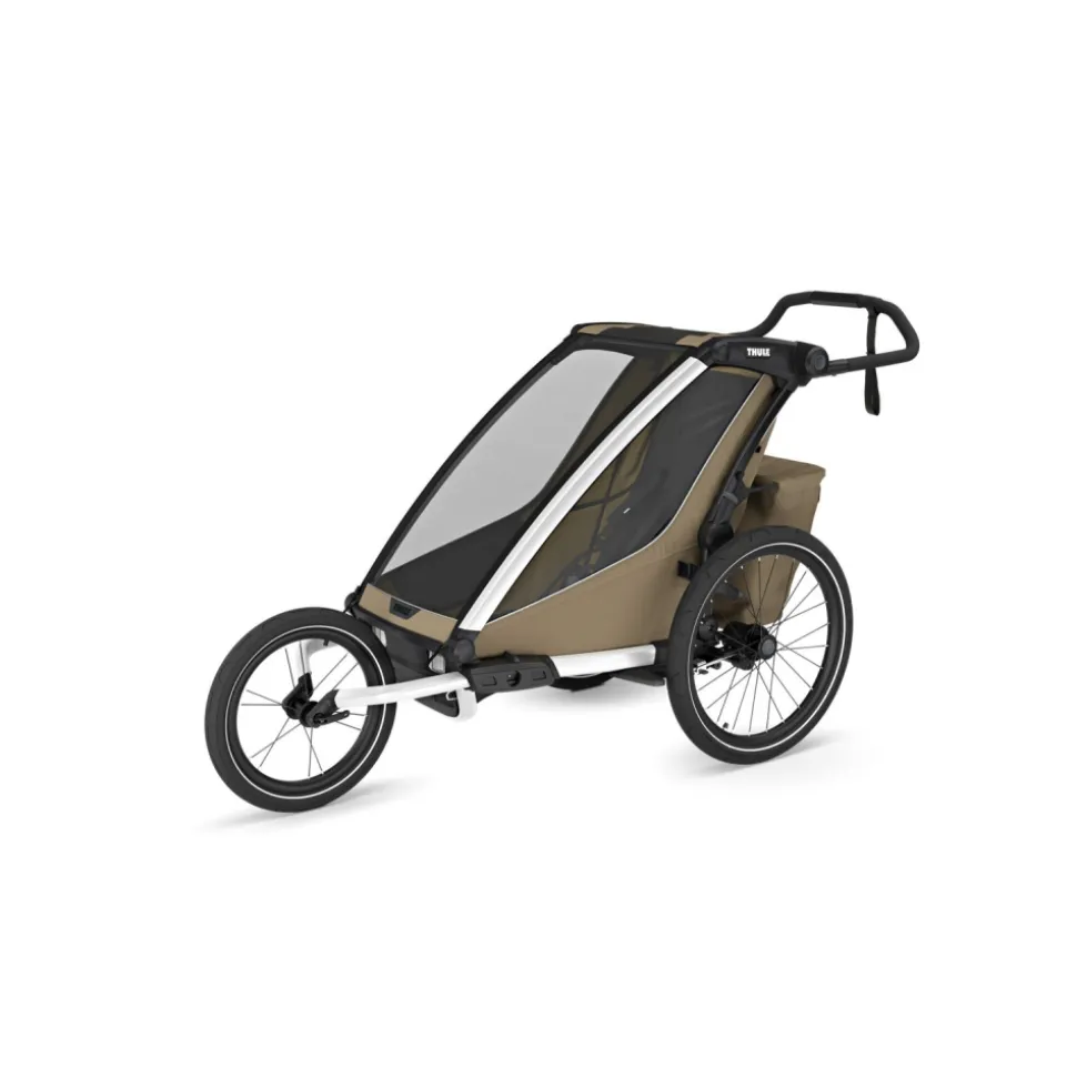 Pack remorque vélo chariot cross 1 faded khaki + assise pour nouveau-né infant sling