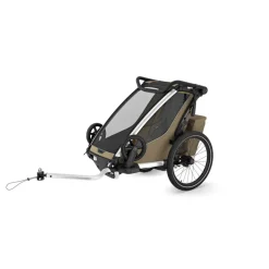 Pack remorque vélo chariot cross 1 faded khaki + assise pour nouveau-né infant sling