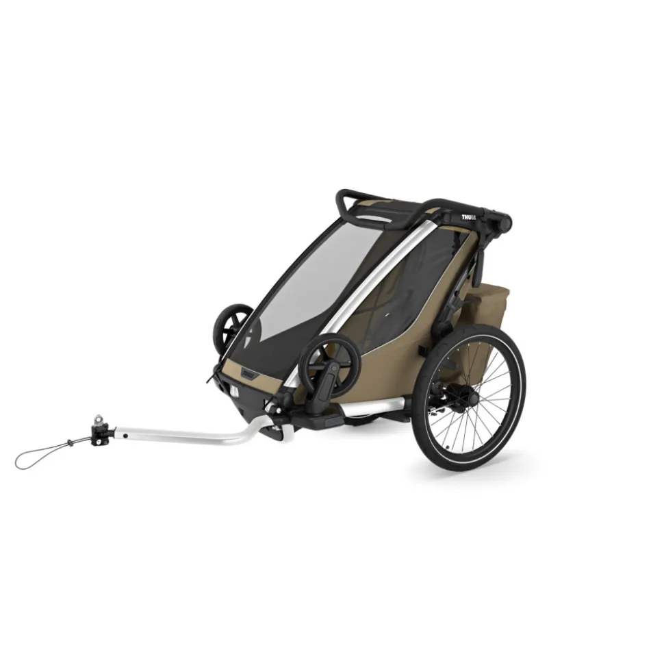 Pack remorque vélo chariot cross 1 faded khaki + assise pour nouveau-né infant sling