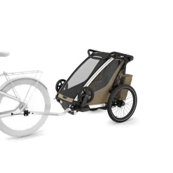 Pack remorque vélo chariot cross 1 faded khaki + assise pour nouveau-né infant sling