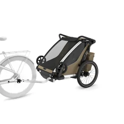 Pack remorque vélo chariot cross 2 faded khaki + assise pour nouveau-né infant sling