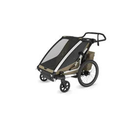Pack remorque vélo chariot cross 2 faded khaki + assise pour nouveau-né infant sling