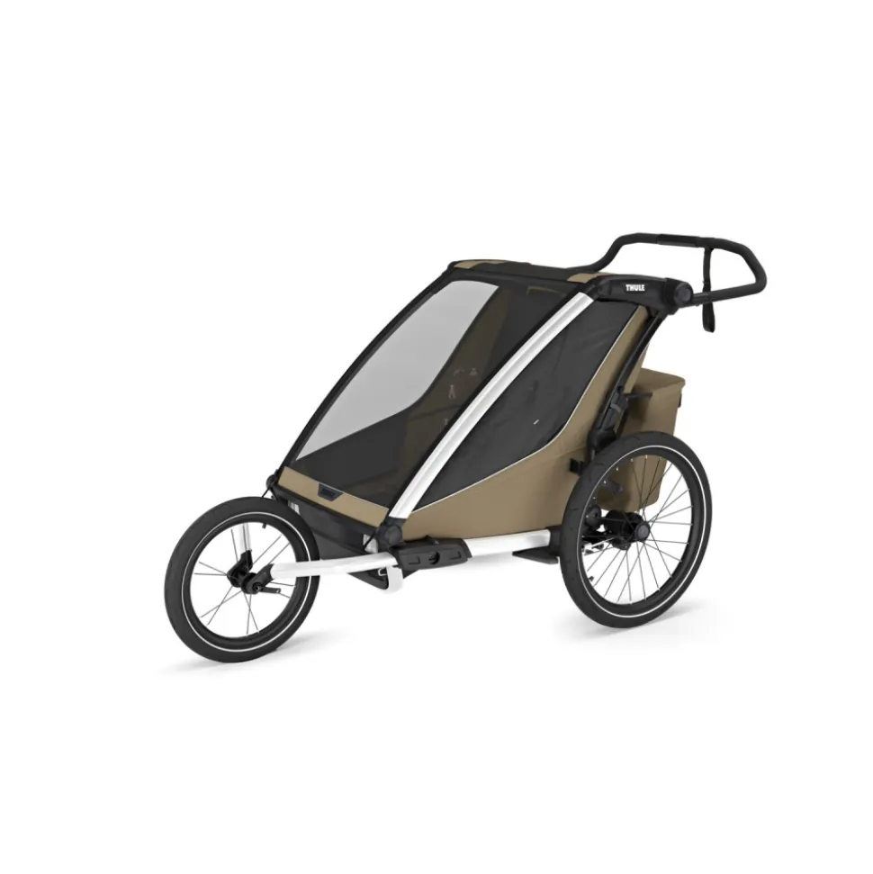 Pack remorque vélo chariot cross 2 faded khaki + assise pour nouveau-né infant sling