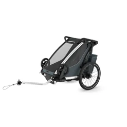 Pack remorque vélo chariot cross 1 dark slate + assise pour nouveau-né infant sling