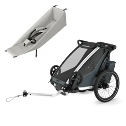 Pack remorque vélo chariot cross 1 dark slate + assise pour nouveau-né infant sling