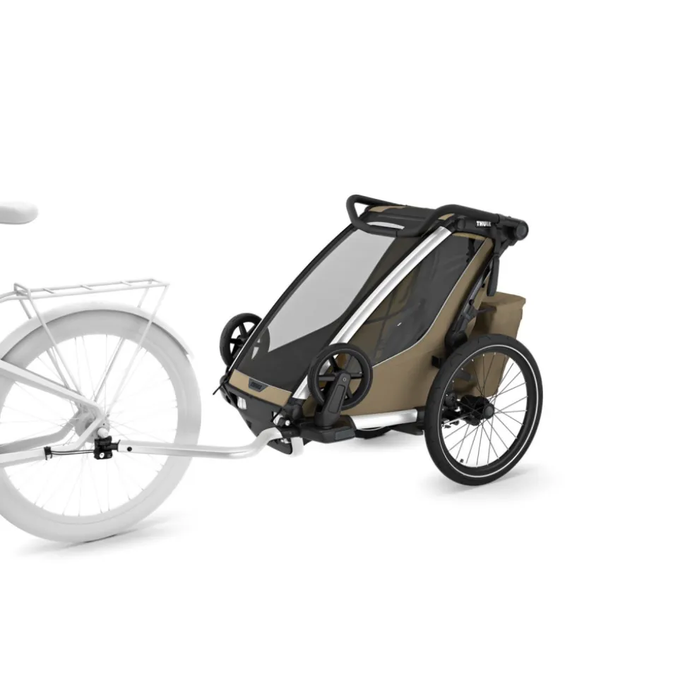 Pack remorque vélo chariot cross 1 faded khaki + assise pour nouveau-né infant sling + kit jogging