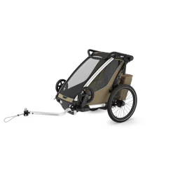 Pack remorque vélo chariot cross 1 faded khaki + assise pour nouveau-né infant sling + kit jogging