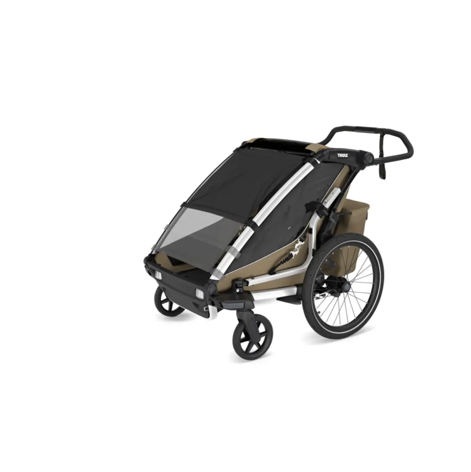 Pack remorque vélo chariot cross 1 place faded khaki + kit jogging