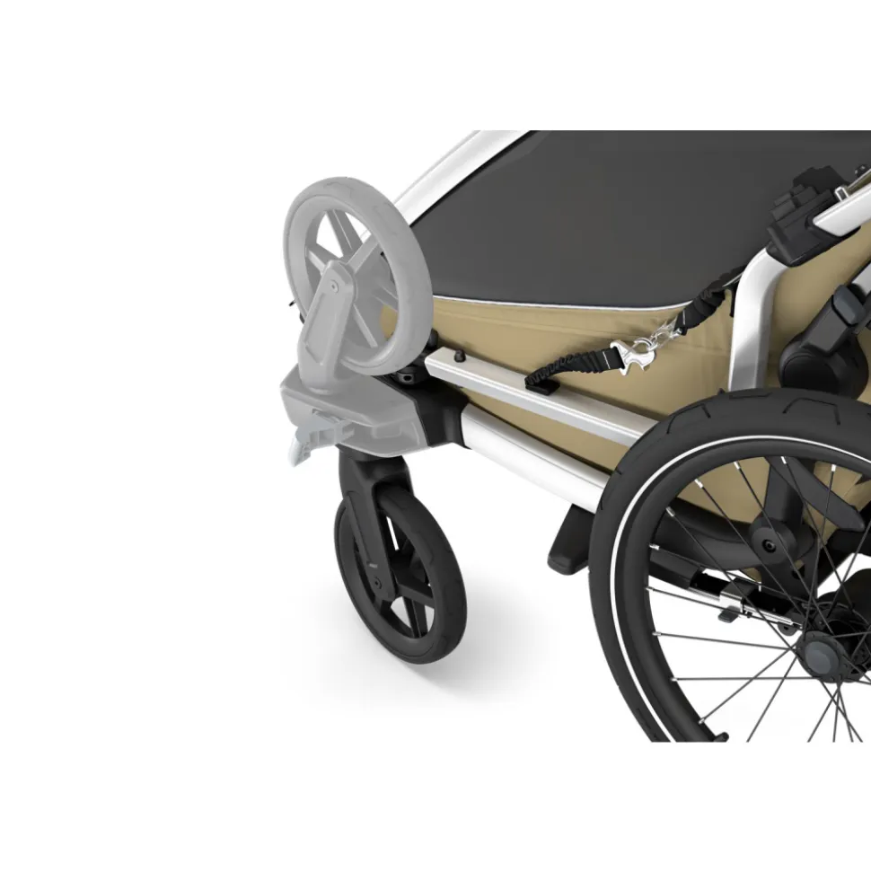 Pack remorque vélo chariot cross 1 place faded khaki + kit jogging