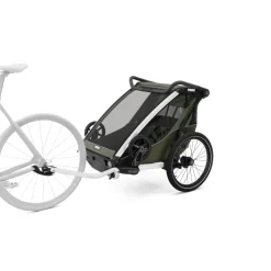 Pack remorque vélo chariot lite 2 places vintage green + assise pour nouveau-né infant sling + kit jogging