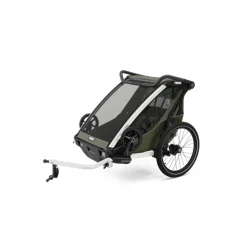 Pack remorque vélo chariot lite 2 places vintage green + kit jogging