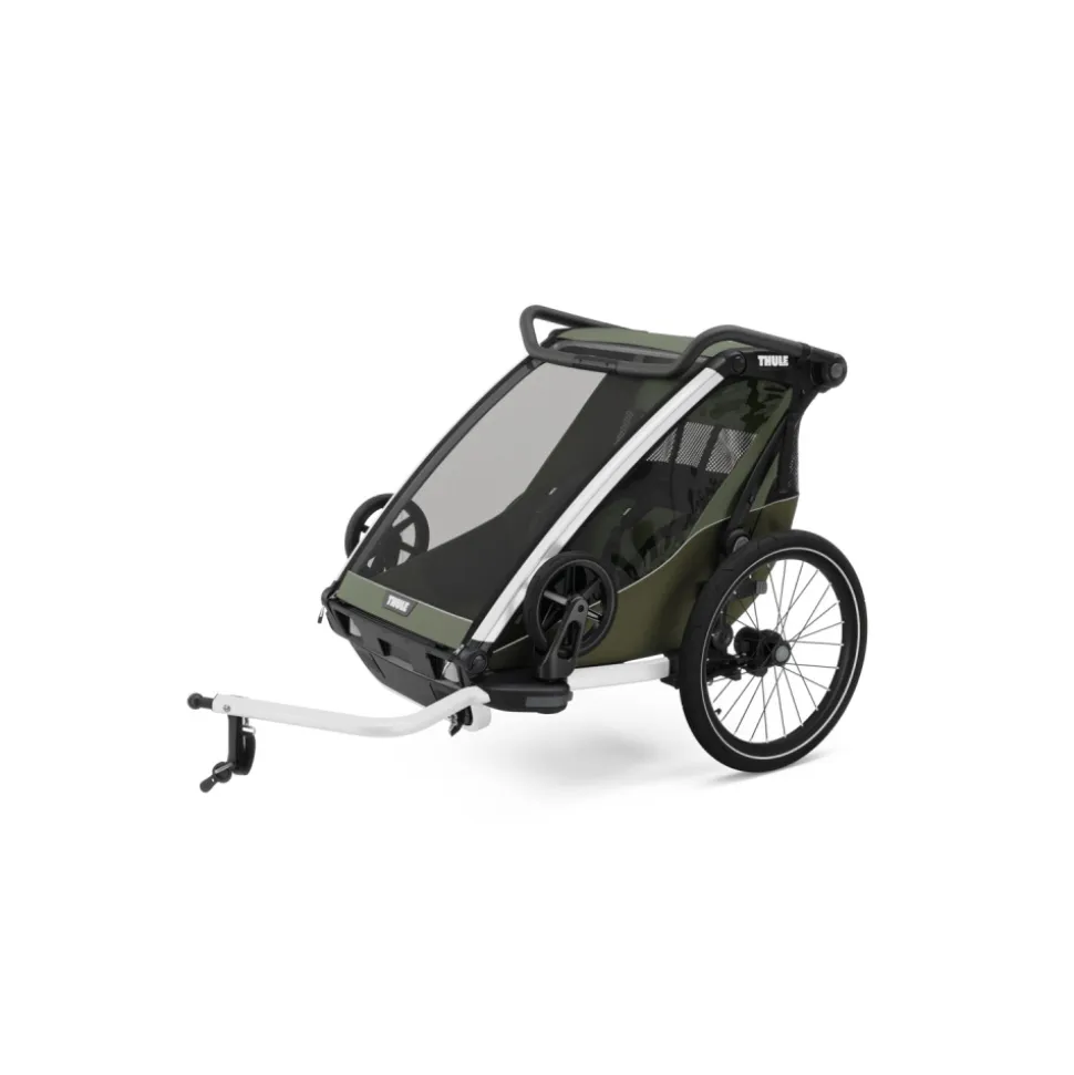 Pack remorque vélo chariot lite 2 places vintage green + kit jogging
