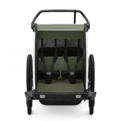 Pack remorque vélo chariot lite 2 places vintage green + kit jogging