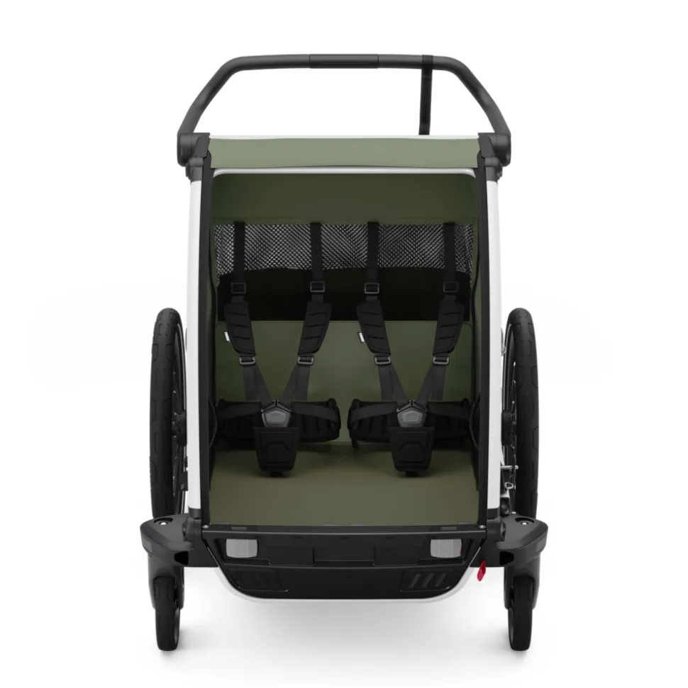 Pack remorque vélo chariot lite 2 places vintage green + kit jogging