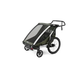 Pack remorque vélo chariot lite 2 places vintage green + kit jogging