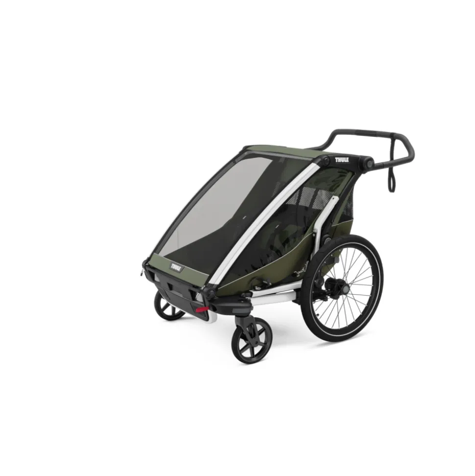 Pack remorque vélo chariot lite 2 places vintage green + kit jogging