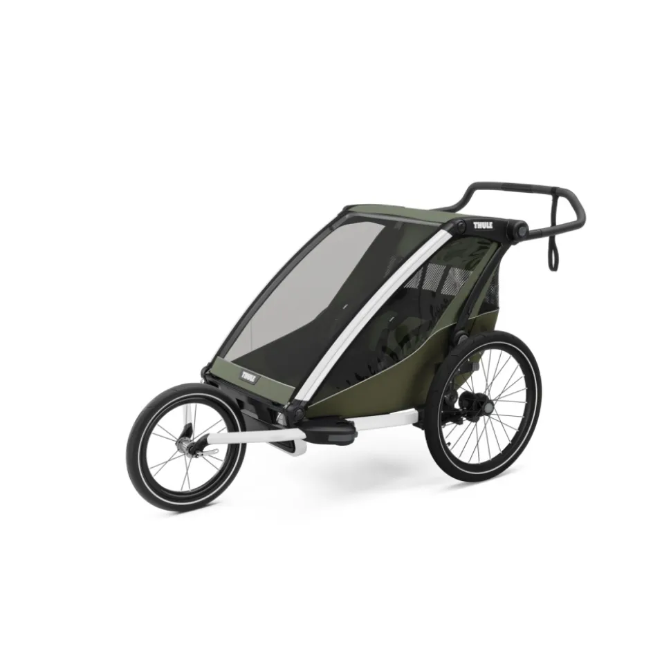 Pack remorque vélo chariot lite 2 places vintage green + kit jogging