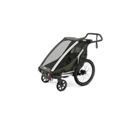 Pack remorque vélo chariot lite 1 place vintage green + assise pour nouveau-né infant sling