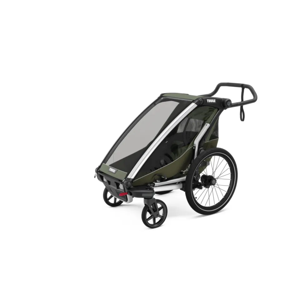 Pack remorque vélo chariot lite 1 place vintage green + assise pour nouveau-né infant sling