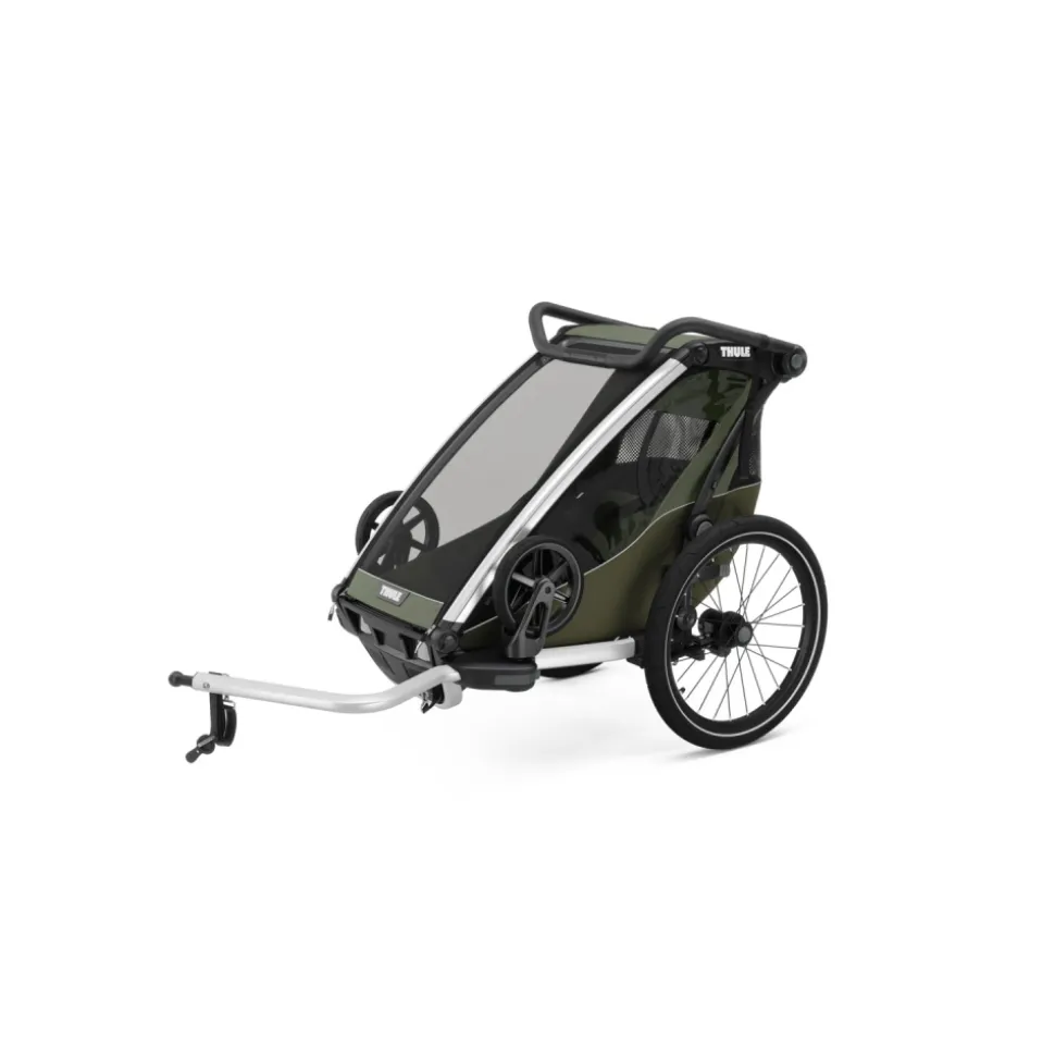 Pack remorque vélo chariot lite 1 place vintage green + assise pour nouveau-né infant sling