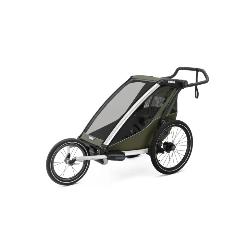 Pack remorque vélo chariot lite 1 place vintage green + assise pour nouveau-né infant sling