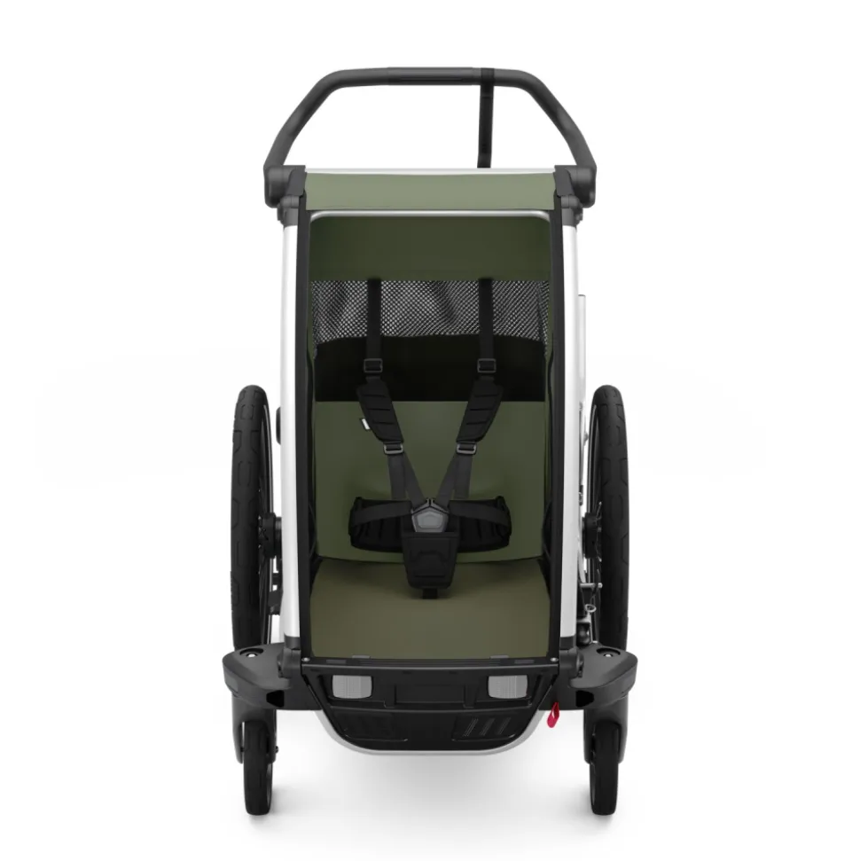 Pack remorque vélo chariot lite 1 place vintage green + assise pour nouveau-né infant sling
