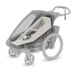 Pack remorque vélo chariot lite 1 place vintage green + assise pour nouveau-né infant sling