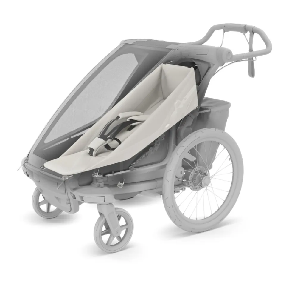 Pack remorque vélo chariot lite 1 place vintage green + assise pour nouveau-né infant sling